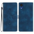 For Samsung Galaxy A04 Core Flower Butterfly Embossing Pattern Leather Phone Case(Blue)