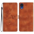 For Samsung Galaxy A04 Core Flower Butterfly Embossing Pattern Leather Phone Case(Brown)