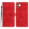 For Samsung Galaxy A04e Flower Butterfly Embossing Pattern Leather Phone Case(Red)