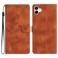 For Samsung Galaxy A04e Flower Butterfly Embossing Pattern Leather Phone Case(Brown)