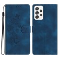 For Samsung Galaxy A23 5G Flower Butterfly Embossing Pattern Leather Phone Case(Blue)