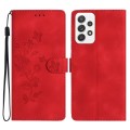 For Samsung Galaxy A32 4G Flower Butterfly Embossing Pattern Leather Phone Case(Red)