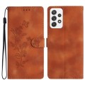 For Samsung Galaxy A32 4G Flower Butterfly Embossing Pattern Leather Phone Case(Brown)