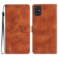For Samsung Galaxy A51 4G Flower Butterfly Embossing Pattern Leather Phone Case(Brown)