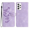 For Samsung Galaxy A72 5G Flower Butterfly Embossing Pattern Leather Phone Case(Purple)