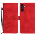 For Samsung Galaxy A05s Flower Butterfly Embossing Pattern Leather Phone Case(Red)