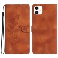 For Samsung Galaxy A05 Flower Butterfly Embossing Pattern Leather Phone Case(Brown)