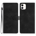 For Samsung Galaxy A05 Flower Butterfly Embossing Pattern Leather Phone Case(Black)