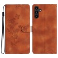 For Samsung Galaxy A15 Flower Butterfly Embossing Pattern Leather Phone Case(Brown)