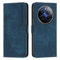 For Realme 12 Pro+ Skin Feel Stripe Pattern Leather Phone Case with Lanyard(Blue)