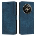 For Realme 12+ Skin Feel Stripe Pattern Leather Phone Case with Lanyard(Blue)