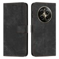 For Realme 12+ Skin Feel Stripe Pattern Leather Phone Case with Lanyard(Black)