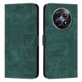 For Realme 12 Skin Feel Stripe Pattern Leather Phone Case with Lanyard(Green)