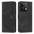 For Xiaomi Redmi Note 13 Skin Feel Stripe Pattern Leather Phone Case with Long Lanyard(Black)