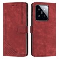 For Xiaomi 14 Skin Feel Stripe Pattern Leather Phone Case with Long Lanyard(Red)