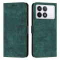 For Xiaomi Redmi K70E Skin Feel Stripe Pattern Leather Phone Case with Long Lanyard(Green)