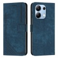 For Xiaomi Redmi Note 13 4G Global Skin Feel Stripe Pattern Leather Phone Case with Long Lanyard(Blu