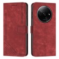 For Xiaomi Redmi A3 Skin Feel Stripe Pattern Leather Phone Case with Long Lanyard(Red)