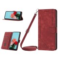 For Infinix Note 30 Pro Skin Feel Stripe Pattern Leather Phone Case with Lanyard(Red)
