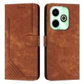 For Infinix Hot 40i Skin Feel Stripe Pattern Leather Phone Case with Lanyard(Brown)