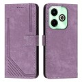 For Infinix Hot 40i Skin Feel Stripe Pattern Leather Phone Case with Lanyard(Purple)