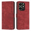 For Infinix Smart 8 Skin Feel Stripe Pattern Leather Phone Case with Lanyard(Red)