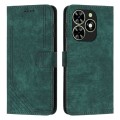 For Infinix Smart 8 Skin Feel Stripe Pattern Leather Phone Case with Lanyard(Green)