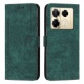 For Infinix Note 40 Pro 4G / 5G Skin Feel Stripe Pattern Leather Phone Case with Lanyard(Green)