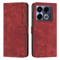 For Infinix Note 40 4G Skin Feel Stripe Pattern Leather Phone Case with Lanyard(Red)