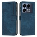 For Infinix Note 40 4G Skin Feel Stripe Pattern Leather Phone Case with Lanyard(Blue)