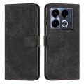 For Infinix Note 40 4G Skin Feel Stripe Pattern Leather Phone Case with Lanyard(Black)