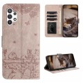 For Samsung Galaxy A13 4G Cat Embossing Pattern Leather Phone Case with Lanyard(Grey)