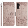 For Samsung Galaxy A05s Cat Embossing Pattern Leather Phone Case with Lanyard(Grey)