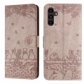 For Samsung Galaxy A15 Cat Embossing Pattern Leather Phone Case with Lanyard(Grey)