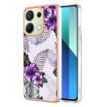 For Xiaomi Redmi Note 13 4G Global Electroplating IMD TPU Phone Case(Purple Flower)