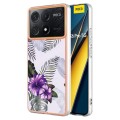 For Xiaomi Poco X6 Pro Electroplating IMD TPU Phone Case(Purple Flower)