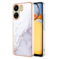 For Xiaomi Redmi 13C 4G Electroplating Marble Dual-side IMD Phone Case(White 006)