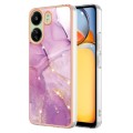 For Xiaomi Redmi 13C 4G Electroplating Marble Dual-side IMD Phone Case(Purple 001)