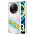 For Xiaomi Redmi A3 Electroplating Marble Dual-side IMD Phone Case(Green 004)