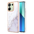 For Xiaomi Redmi Note 13 4G Global Electroplating Marble Dual-side IMD Phone Case(White 006)