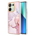 For Xiaomi Redmi Note 13 4G Global Electroplating Marble Dual-side IMD Phone Case(Rose Gold 005)