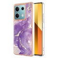 For Xiaomi Redmi Note 13 5G Global Electroplating Marble Dual-side IMD Phone Case(Purple 001)