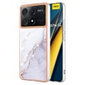 For Xiaomi Poco X6 Pro Electroplating Marble Dual-side IMD Phone Case(White 006)