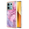 For Xiaomi Redmi Note 13 5G Global Electroplating Marble Dual-side IMD TPU Phone Case(Pink 013)