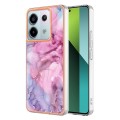 For Xiaomi Redmi Note 13 Pro 5G Global Electroplating Marble Dual-side IMD TPU Phone Case(Pink 013)