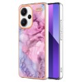 For Xiaomi Redmi Note 13 Pro+ Electroplating Marble Dual-side IMD TPU Phone Case(Pink 013)