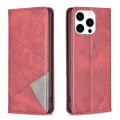 For iPhone 16 Pro Rhombus Texture Magnetic Leather Phone Case(Red)