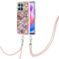 For Honor X6a Electroplating IMD TPU Phone Case with Lanyard(Pink Scales)