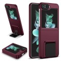 For Samsung Galaxy Z Flip5 5G Three-dimensional Folding Holder PC Phone Case(Wine Red)