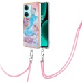 For OnePlus Nord CE3 Electroplating IMD TPU Phone Case with Lanyard(Blue Marble)